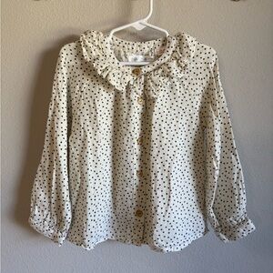 Zara Tiny Heart Button-Up Ruffle Blouse
